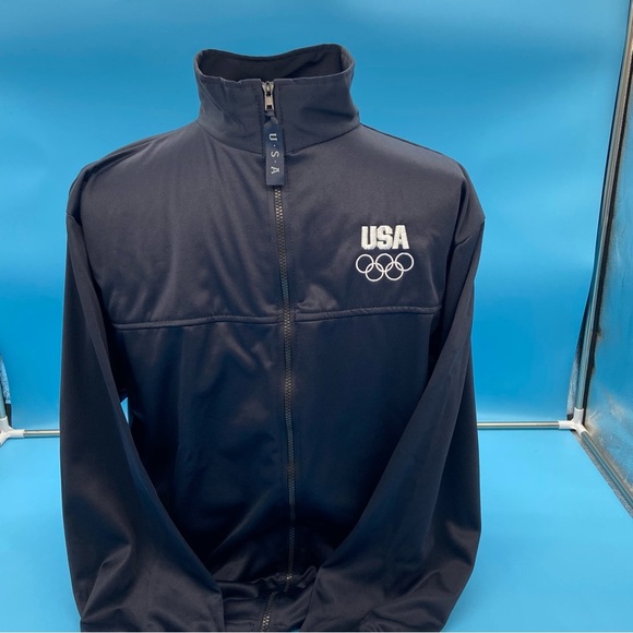 USA Olympic Track Jacket Full Zip Black Size XL MADE IN USA - Picture 1 of 13